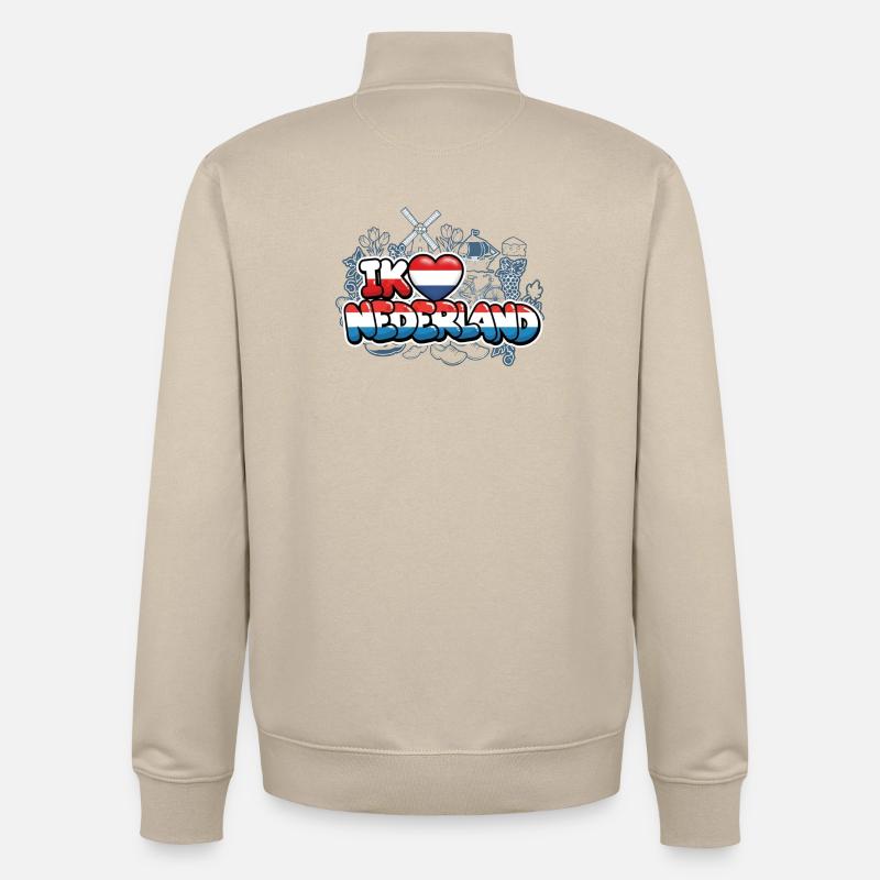 J’aime les Pays-Bas avec drapeau - Sweat zippé unisexe en coton bio Stanley/Stella - beige crème