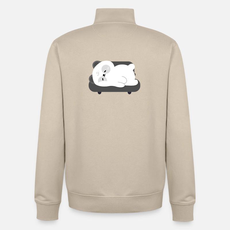 Müder Panda schläft auf dem Sofa - Unisex Organic Zip Sweatshirt von Stanley/Stella - Cremebeige