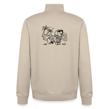 Hawaii vacation dachshund vacation mode with dog - Unisex Organic Zip Sweatshirt by Stanley/Stella - desert dust - Back - AI Model Male 185 dark (185cm)