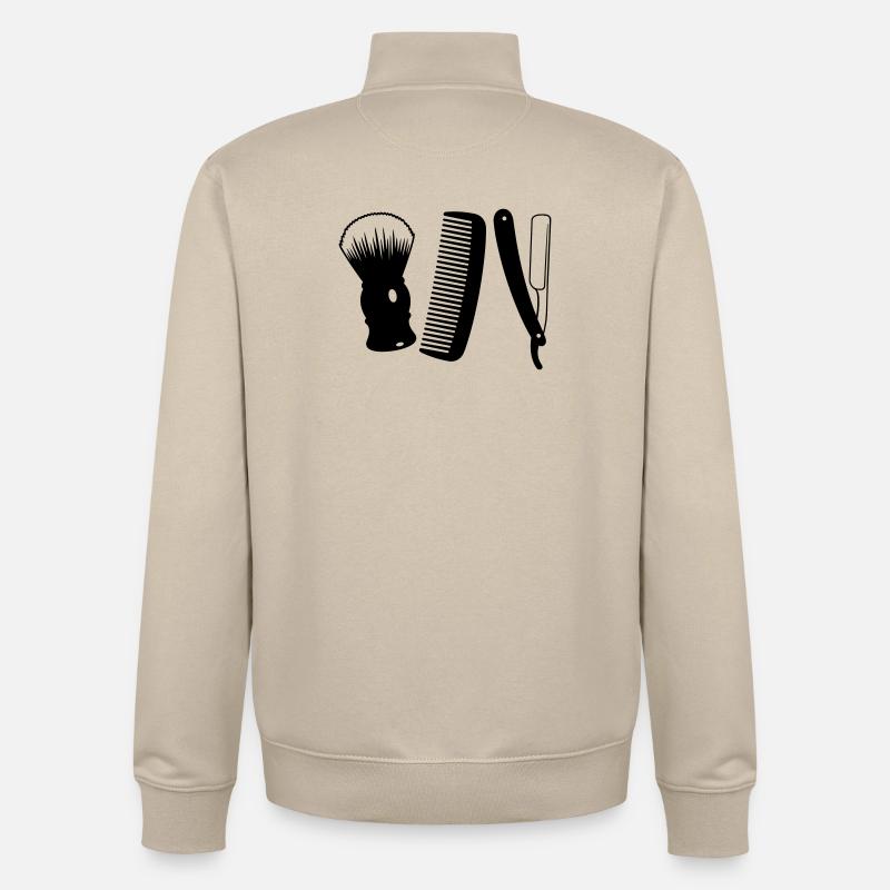 Salon de coiffure - Sweat zippé unisexe en coton bio Stanley/Stella - beige crème