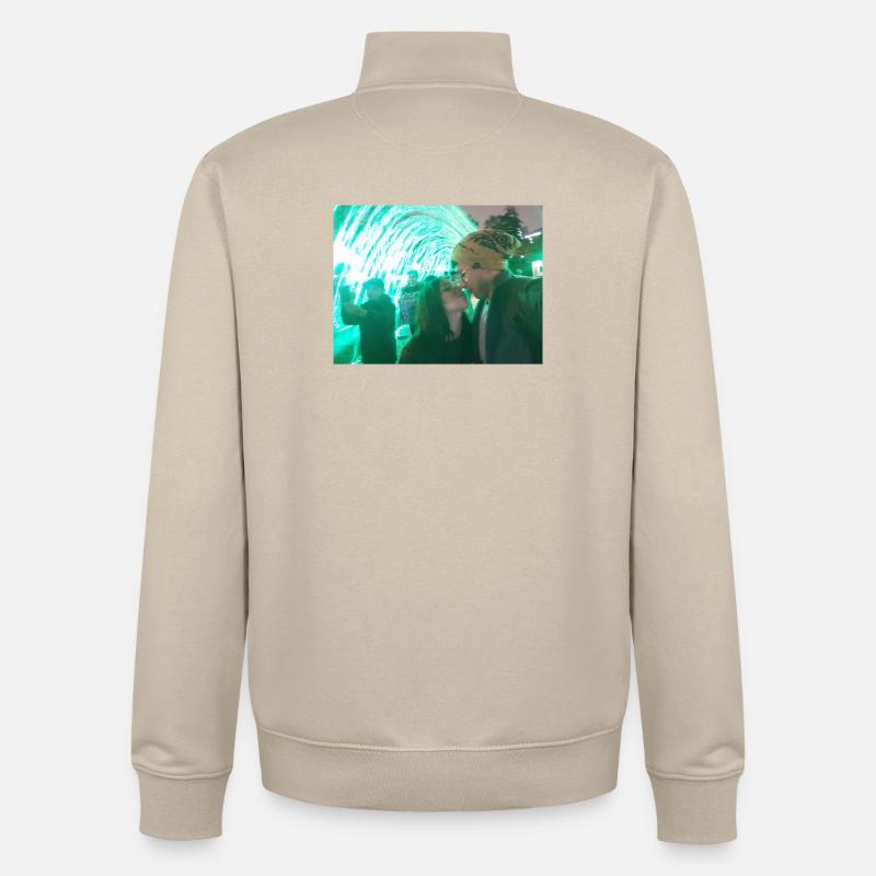 Baisers sous un néon vert - Sweat zippé unisexe en coton bio Stanley/Stella - beige crème