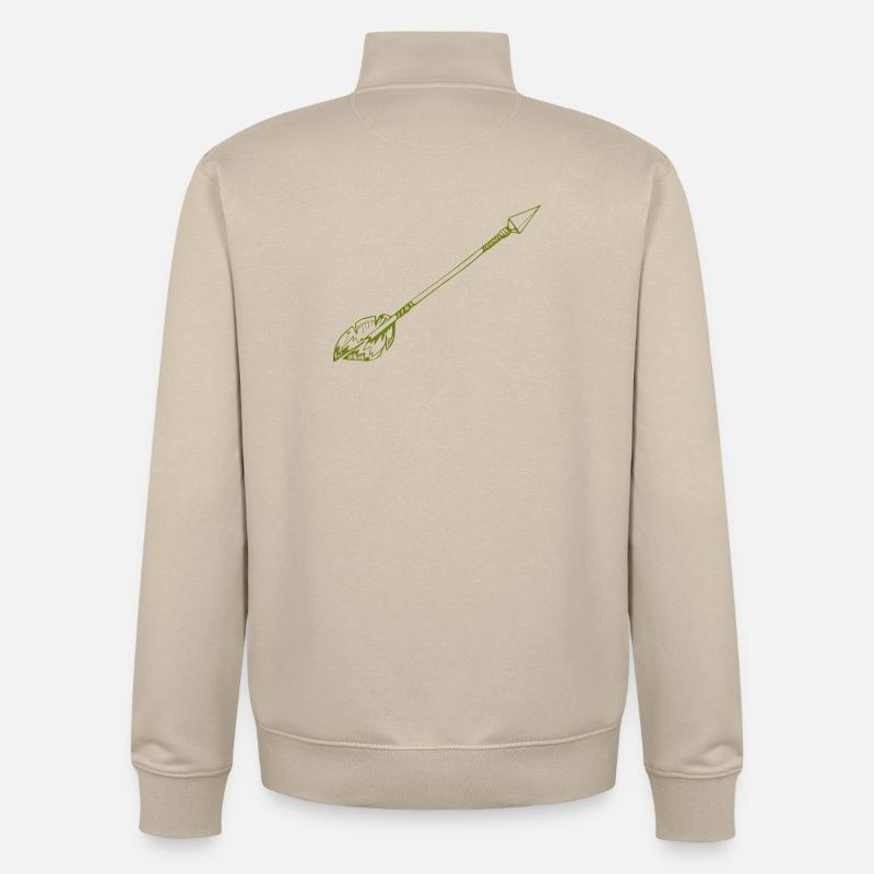 Flèche avec Plume - Sweat zippé unisexe en coton bio Stanley/Stella - beige crème