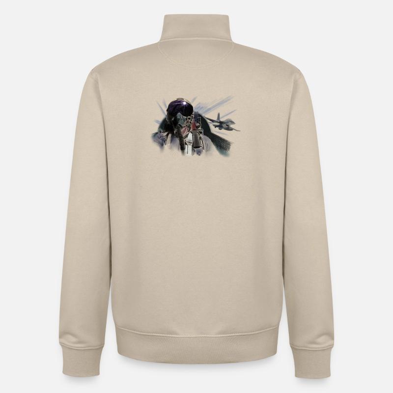 Fighter pilot - Sweat zippé unisexe en coton bio Stanley/Stella - beige crème