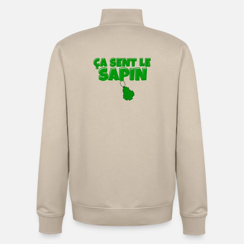 sapin, ça sent le sapin, Noël - Sweat zippé unisexe en coton bio Stanley/Stella - beige crème