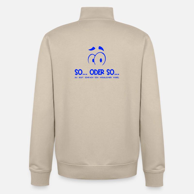 So...Oder So: Hässlicher Vogel - Blau - Unisex Organic Zip Sweatshirt von Stanley/Stella - Cremebeige