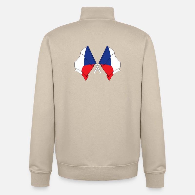 Zwei Flaggen Tschechien - Unisex Organic Zip Sweatshirt von Stanley/Stella - Cremebeige