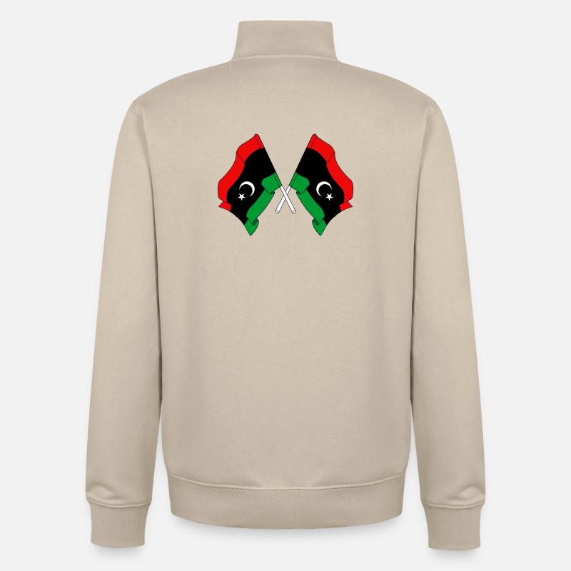 Deux drapeaux Libye - Sweat zippé unisexe en coton bio Stanley/Stella - beige crème