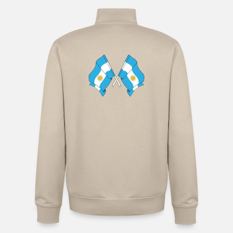 Deux drapeaux croisés de l’Argentine - Sweat zippé unisexe en coton bio Stanley/Stella - beige crème