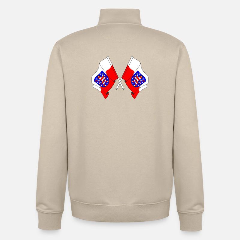 Deux drapeaux traversent la Thuringe - Sweat zippé unisexe en coton bio Stanley/Stella - beige crème