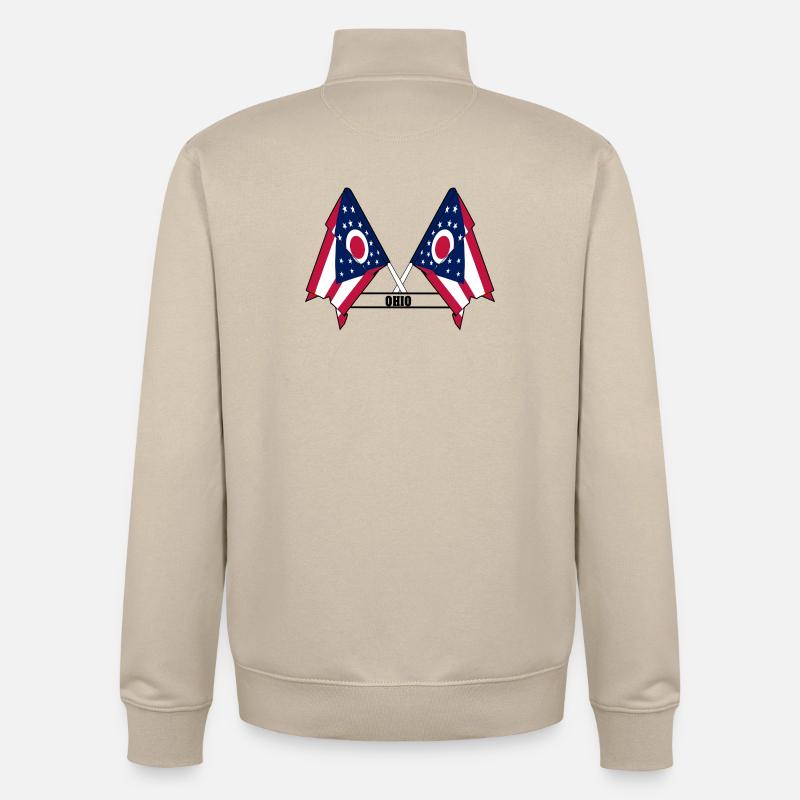 texte des drapeaux wee OHIO - Sweat zippé unisexe en coton bio Stanley/Stella - beige crème