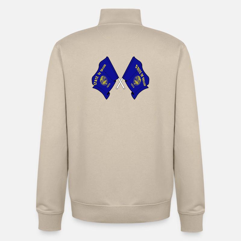Deux drapeaux ont traversé l’Oregon - Sweat zippé unisexe en coton bio Stanley/Stella - beige crème