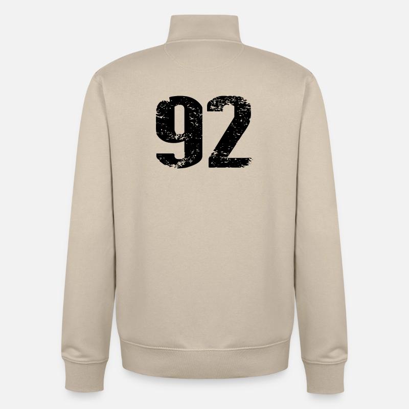 Maillot à numéros 92 - Sweat zippé unisexe en coton bio Stanley/Stella - beige crème