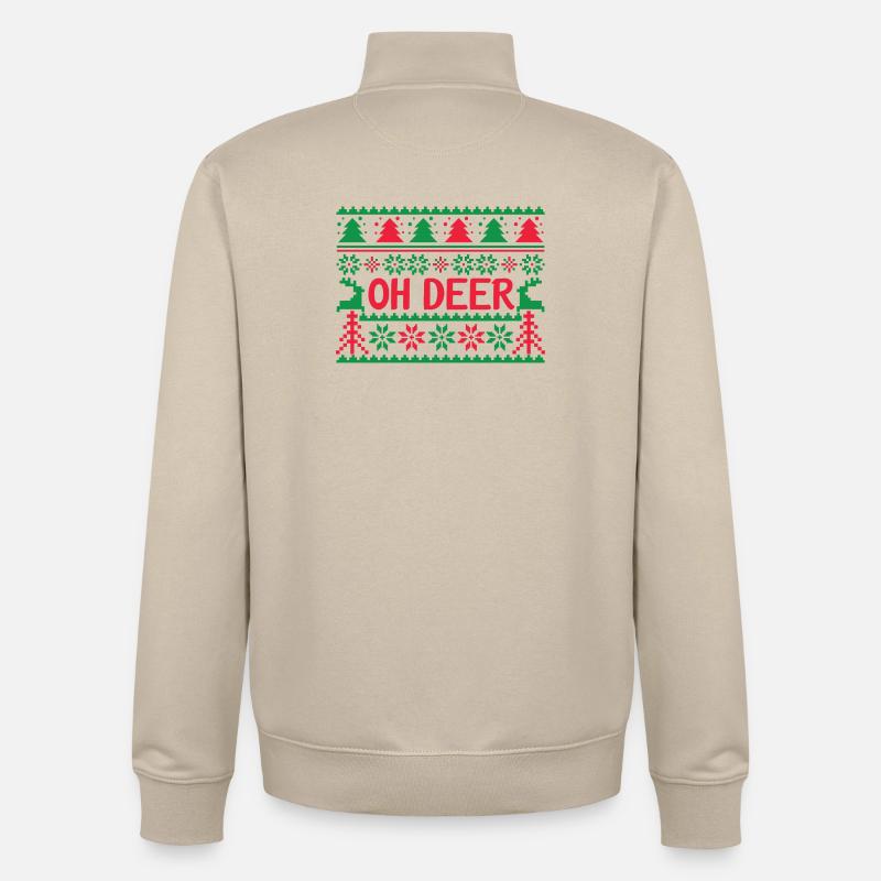 Pull moche - Oh Deer - Sweat zippé unisexe en coton bio Stanley/Stella - beige crème