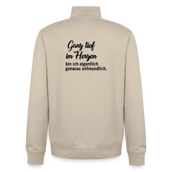Deep in the heart - Unisex Organic Zip Sweatshirt by Stanley/Stella - desert dust - Back - AI Model Male 185 dark (185cm)