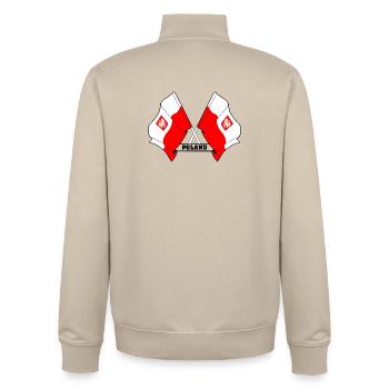 Les drapeaux de la Pologne - Sweat zippé unisexe en coton bio Stanley/Stella - beige crème - Dos - AI Model Male 185 dark (185cm)