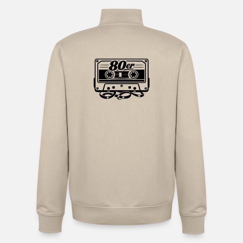 Cassette rétro des années 80 - Sweat zippé unisexe en coton bio Stanley/Stella - beige crème