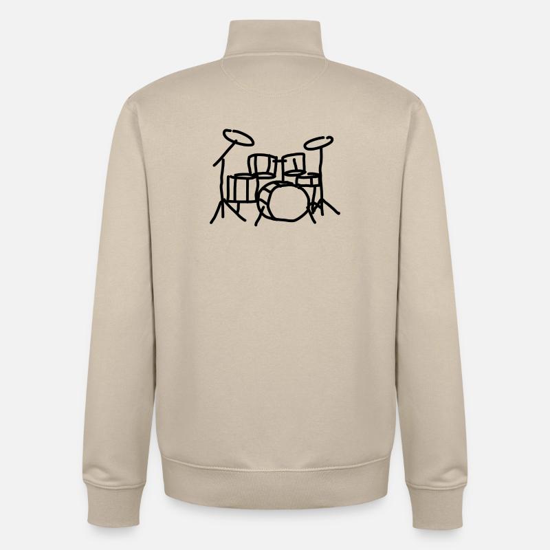 Batterie Batteur Instrument de musique - Sweat zippé unisexe en coton bio Stanley/Stella - beige crème