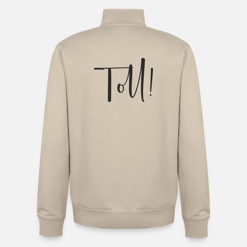 Great – Conception de texte calligraphique - Sweat zippé unisexe en coton bio Stanley/Stella - beige crème