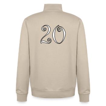 20. 20th ANNIVERSARY. 20 YEARS ANNIVERSARY. 20 YEARS. - Unisex Organic Zip Sweatshirt by Stanley/Stella - desert dust - Back - AI Model Male 185 dark (185cm)