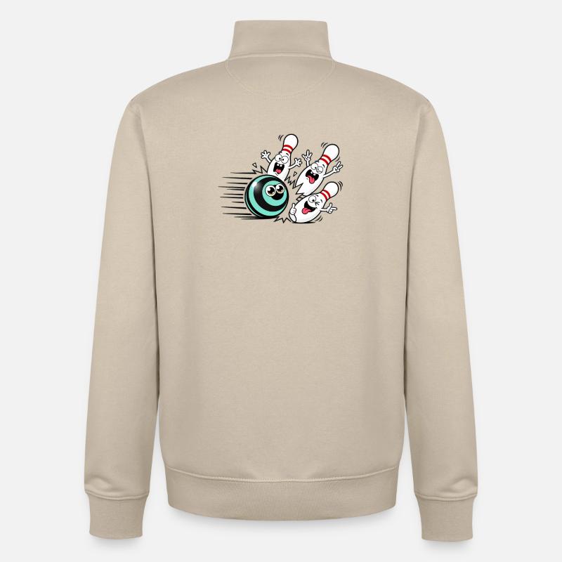 Lebendige Bowlingball mit frechen Pins - Unisex Organic Zip Sweatshirt von Stanley/Stella - Cremebeige