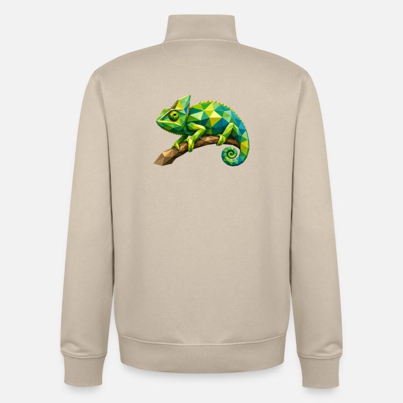 Branche géométrique du caméléon - Sweat zippé unisexe en coton bio Stanley/Stella - beige crème
