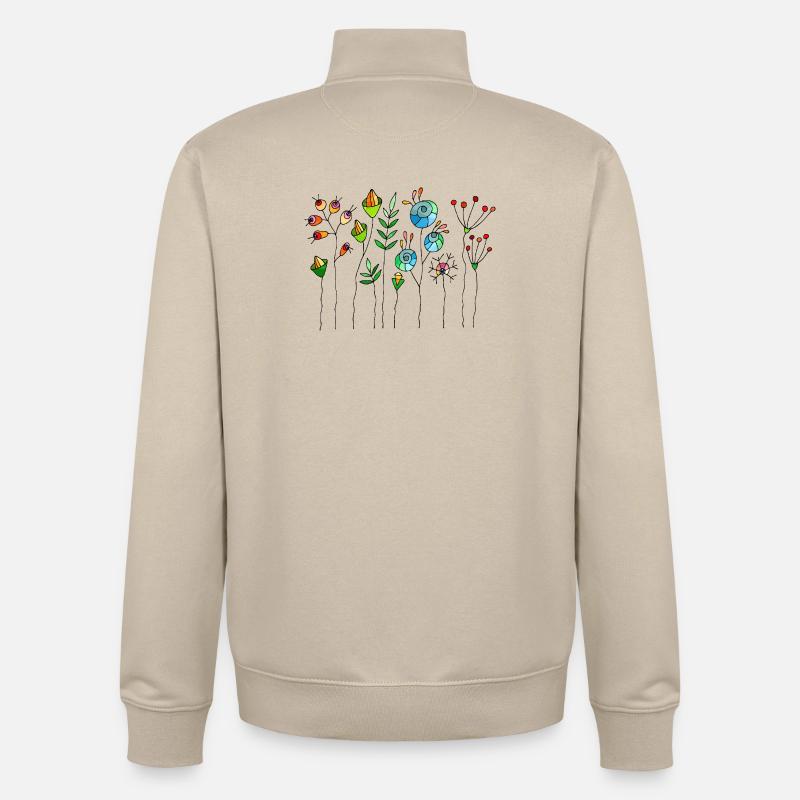 Fleur - Sweat zippé unisexe en coton bio Stanley/Stella - beige crème