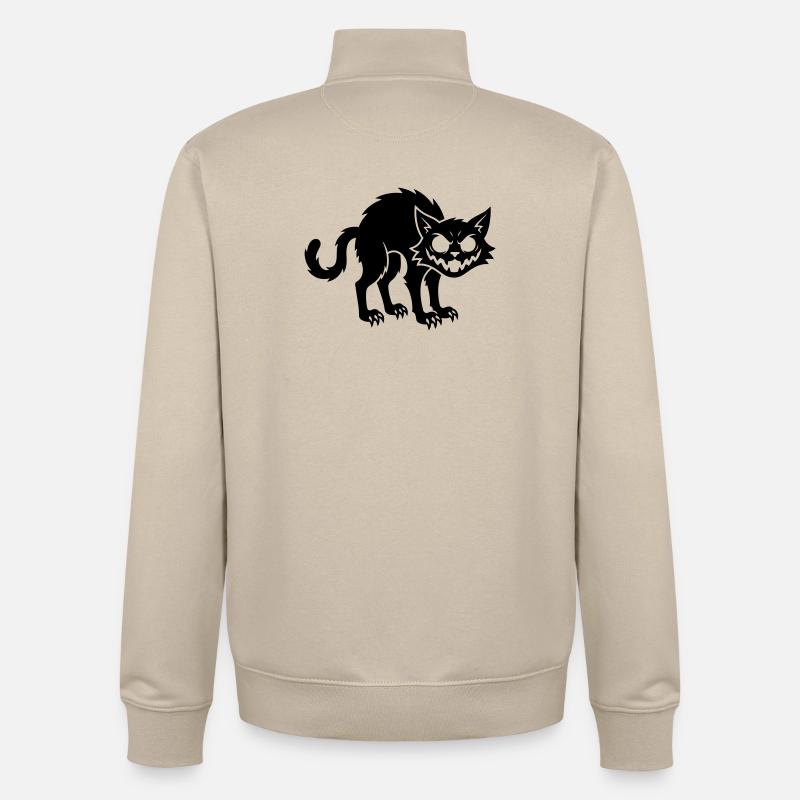 Chat noir en colère - Sweat zippé unisexe en coton bio Stanley/Stella - beige crème