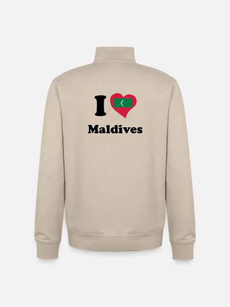 I love Maldives - Io amo Maldive - Felpa unisex con zip in cotone biologico di Stanley/Stella - crema