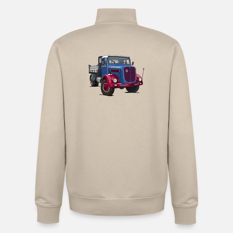 Camion oldtimer - Sweat zippé unisexe en coton bio Stanley/Stella - beige crème
