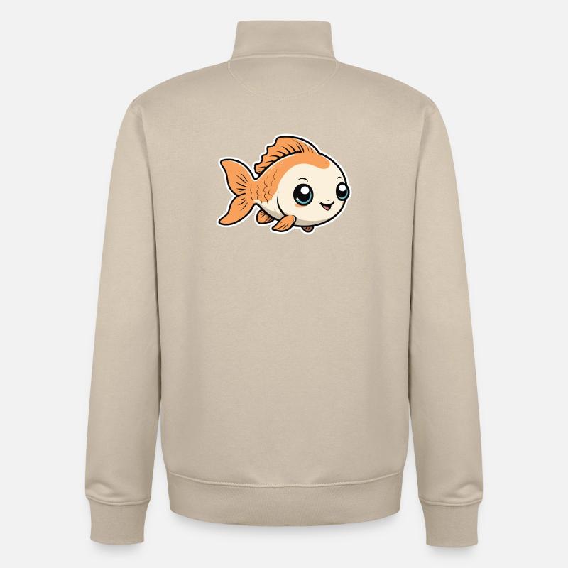 Petit Mignon Bébé Poisson Poisson - Sweat zippé unisexe en coton bio Stanley/Stella - beige crème