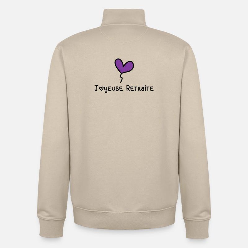 RETRAITE. BONNE RETRAITE. JOYEUSE RETRAITE - Sweat zippé unisexe en coton bio Stanley/Stella - beige crème