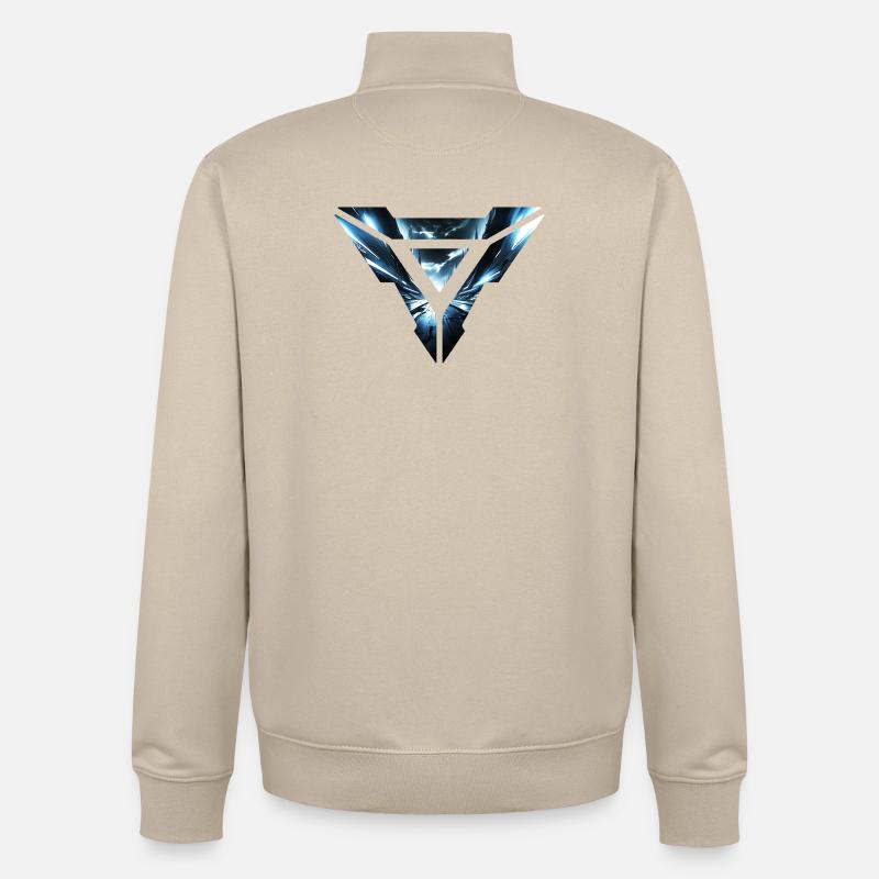 Futuristic Cyber Realm Triangular Design - Unisex Organic Zip Sweatshirt by Stanley/Stella - desert dust