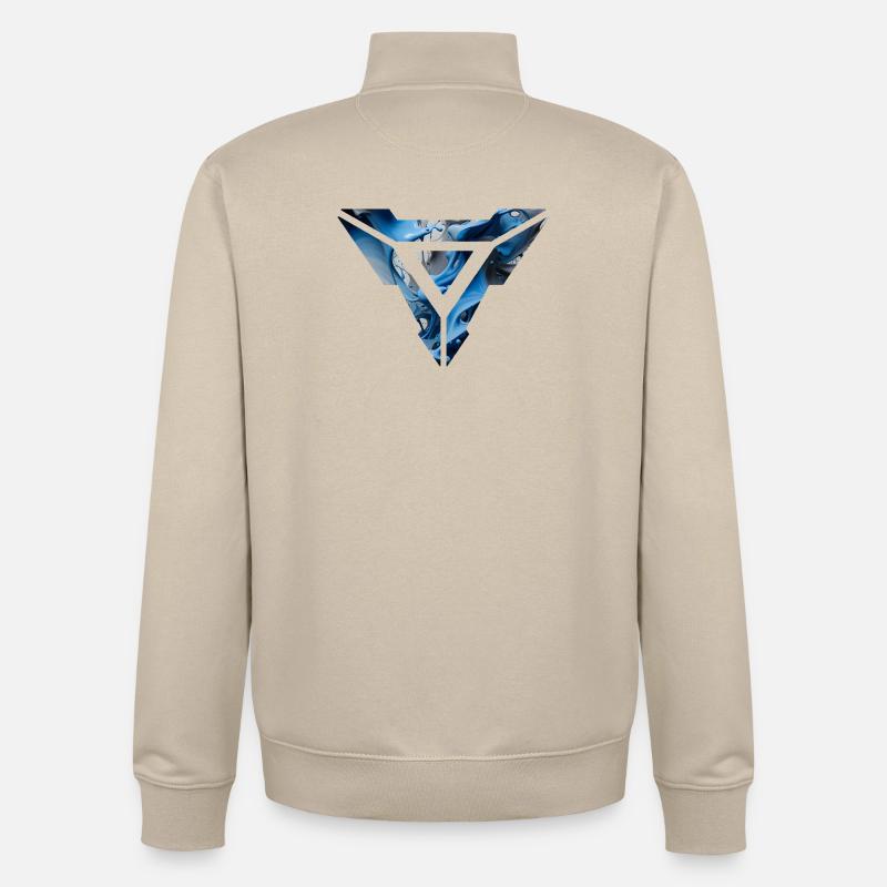 Abstract Blue Fluid Triangular Design - Unisex Organic Zip Sweatshirt by Stanley/Stella - desert dust