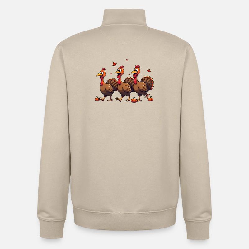 Bébé dinde de Thanksgiving - Sweat zippé unisexe en coton bio Stanley/Stella - beige crème