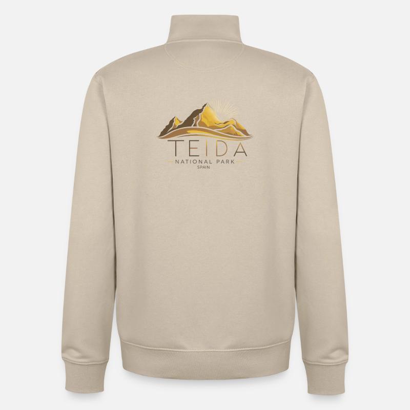 Teide Tenerife Canaries Volcan Espagne Randonnée - Sweat zippé unisexe en coton bio Stanley/Stella - beige crème