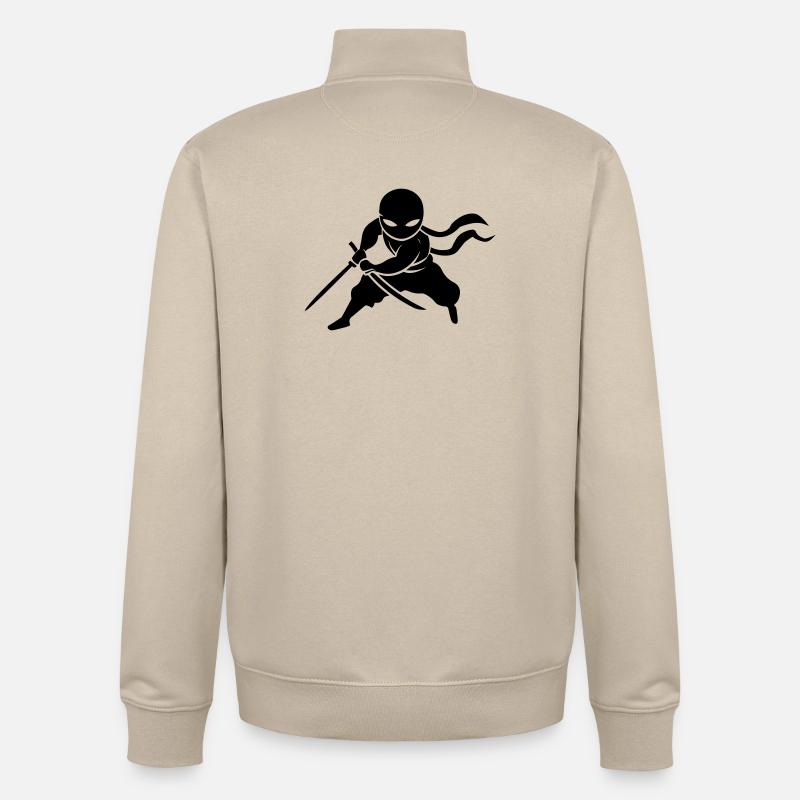 Ninja Samurai - Unisex Organic Zip Sweatshirt von Stanley/Stella - Cremebeige
