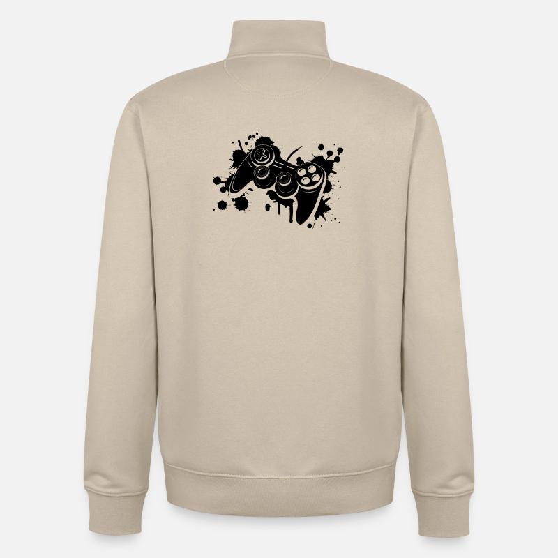 Gamepad Graffiti - Sweat zippé unisexe en coton bio Stanley/Stella - beige crème