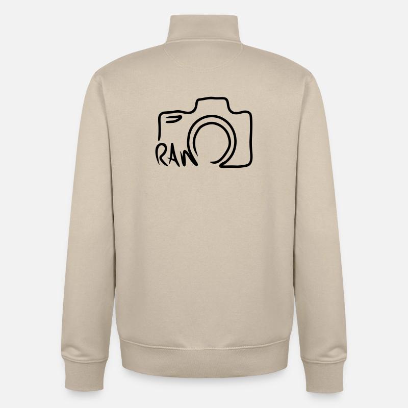 Camera Line Shape Line Drawing - Unisex Organic Zip Sweatshirt by Stanley/Stella - desert dust