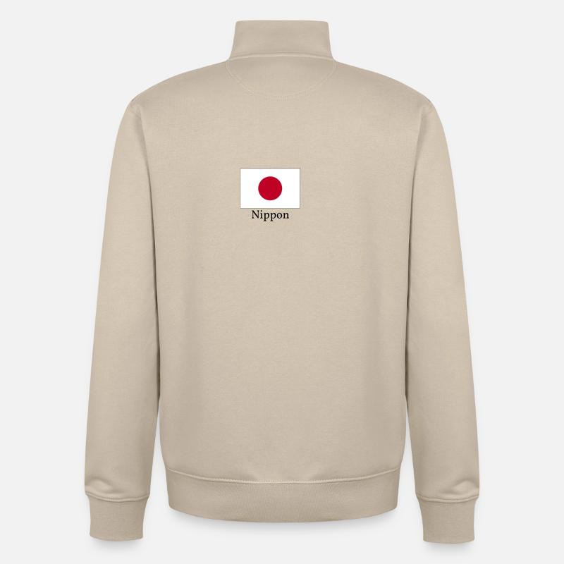 Conception du drapeau japonais - Sweat zippé unisexe en coton bio Stanley/Stella - beige crème
