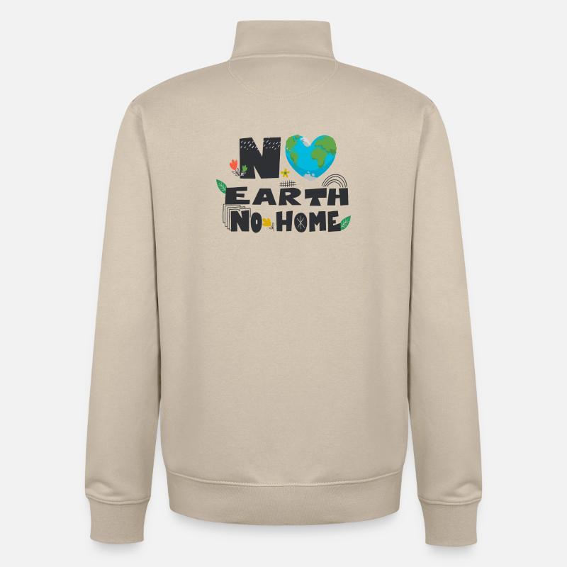 Pas de terre pas de maison - Sweat zippé unisexe en coton bio Stanley/Stella - beige crème