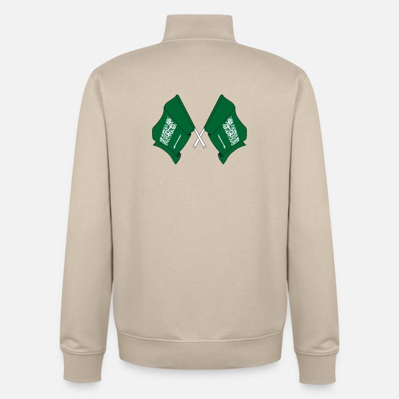 Deux drapeaux Arabie Saoudite - Sweat zippé unisexe en coton bio Stanley/Stella - beige crème