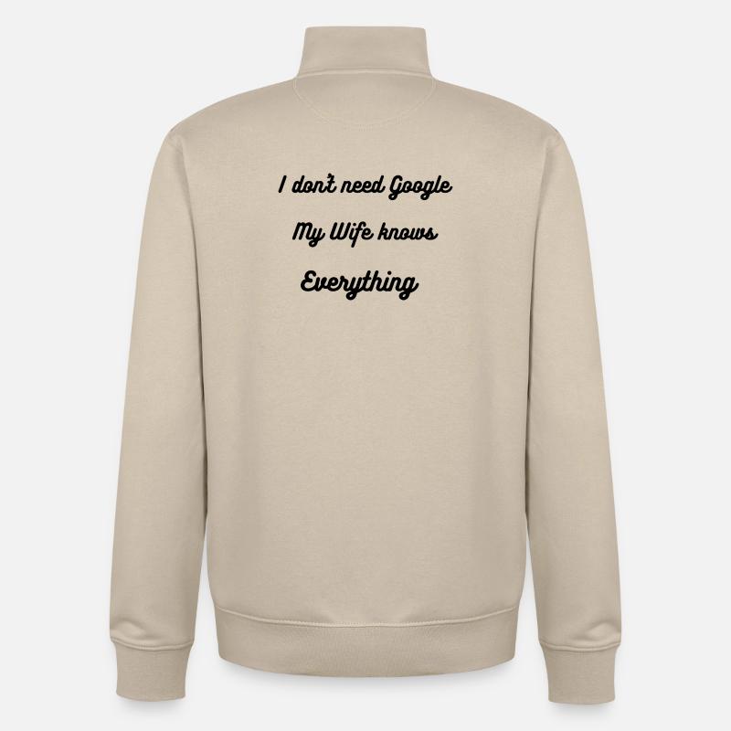 I don t need Google - Sweat zippé unisexe en coton bio Stanley/Stella - beige crème