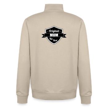 Best Mom - Mother's Day - Unisex Organic Zip Sweatshirt by Stanley/Stella - desert dust - Back - AI Model Male 185 dark (185cm)