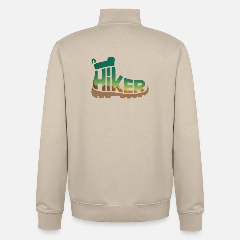 Hiker Typography - Hiking Design - Unisex Organic Zip Sweatshirt by Stanley/Stella - desert dust