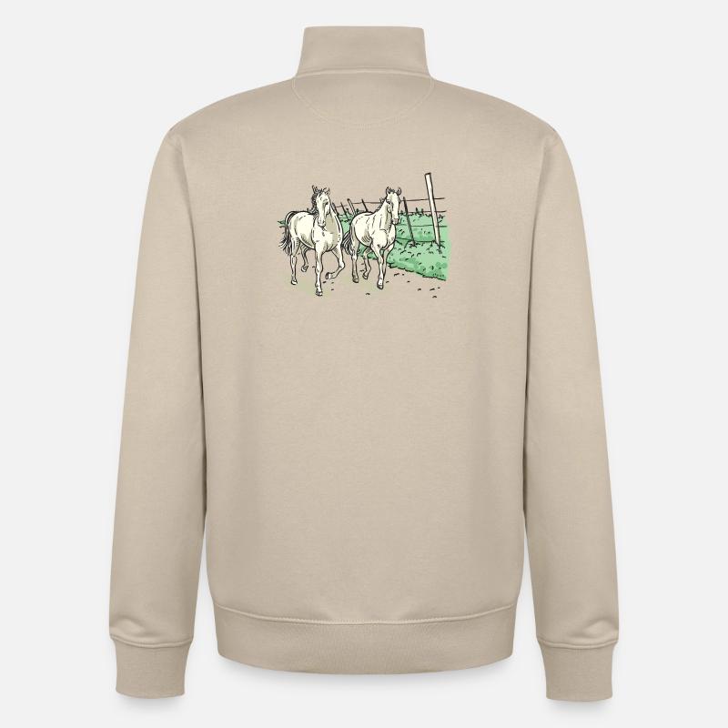 Zwei elegante Pferde - Unisex Organic Zip Sweatshirt von Stanley/Stella - Cremebeige