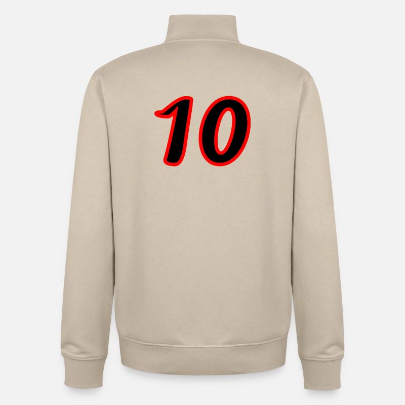 10. 10 ANS. 10e ANNIVERSAIRE. ANNIVERSAIRE 10 ANS. - Sweat zippé unisexe en coton bio Stanley/Stella - beige crème