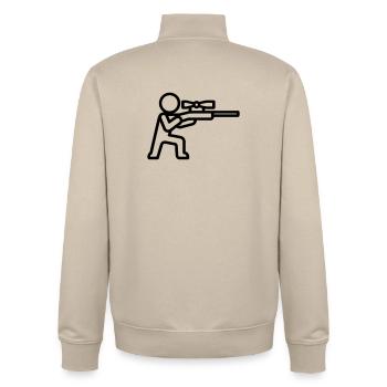 sniper - Unisex Organic Zip Sweatshirt by Stanley/Stella - desert dust - Back - AI Model Male 185 dark (185cm)