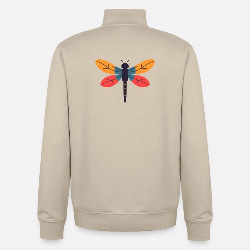 Bunte Libelle Farbenspiel - Unisex Organic Zip Sweatshirt von Stanley/Stella - Cremebeige