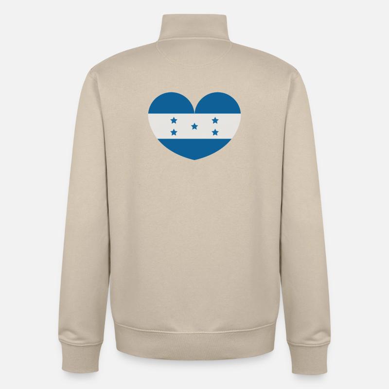 Drapeau du cœur du Honduras - Sweat zippé unisexe en coton bio Stanley/Stella - beige crème