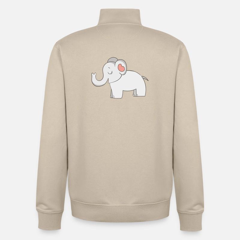 éléphant - Sweat zippé unisexe en coton bio Stanley/Stella - beige crème